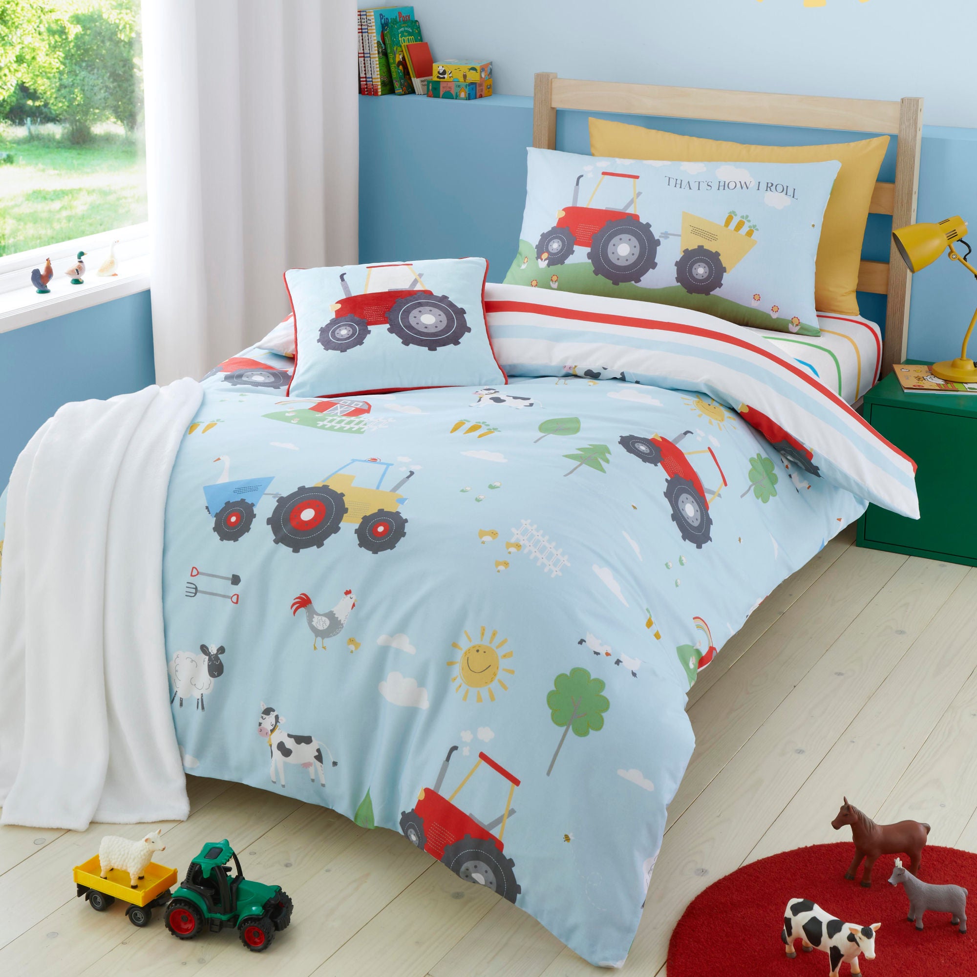 Farmyard Friends Duvet Cover Set by Bedlam in Blue - Duvet Cover Set - Bedlam