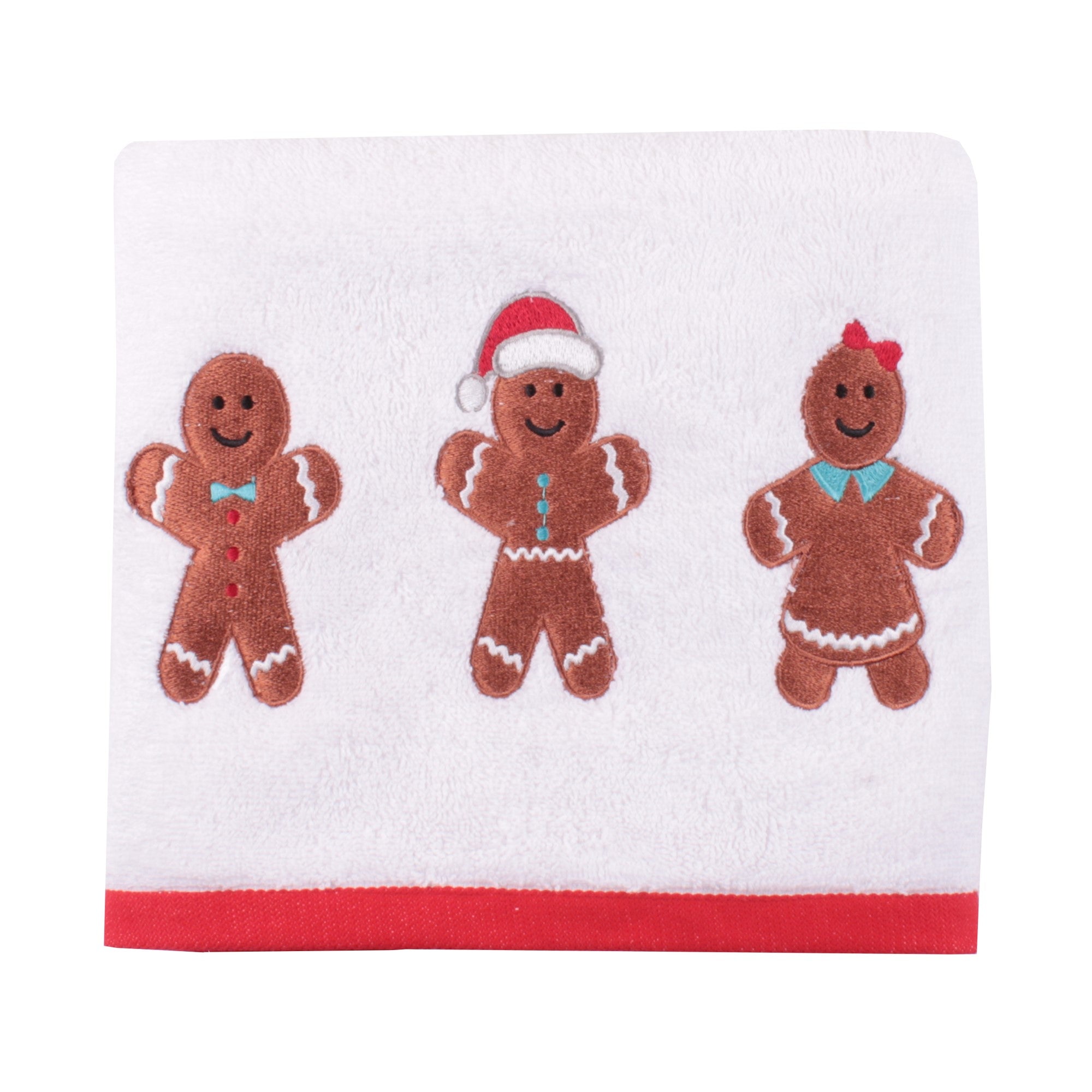 Gingerbread Hand Towel (2 pack) by Fusion Christmas in White 50 x 90cm - Hand Towel (2 pack) - Fusion Christmas