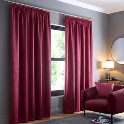 Galaxy Pair of Pencil Pleat Curtains by Fusion in Wine - Pair of Pencil Pleat Curtains - Fusion