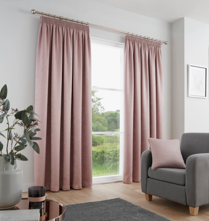 Galaxy Pair of Pencil Pleat Curtains by Fusion in Blush - Pair of Pencil Pleat Curtains - Fusion