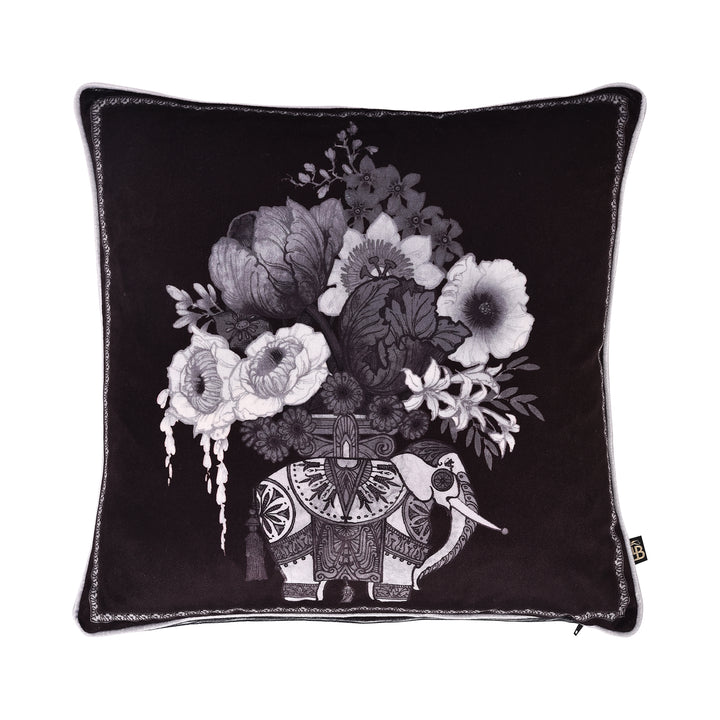 Generou Elephant Cushion by Laurence Llewelyn-Bowen in Black/White 43 x 43cm - Cushion - Laurence Llewelyn-Bowen