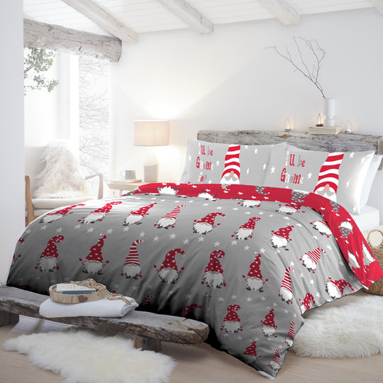 Gnome For Christmas Duvet Cover Set in Silver