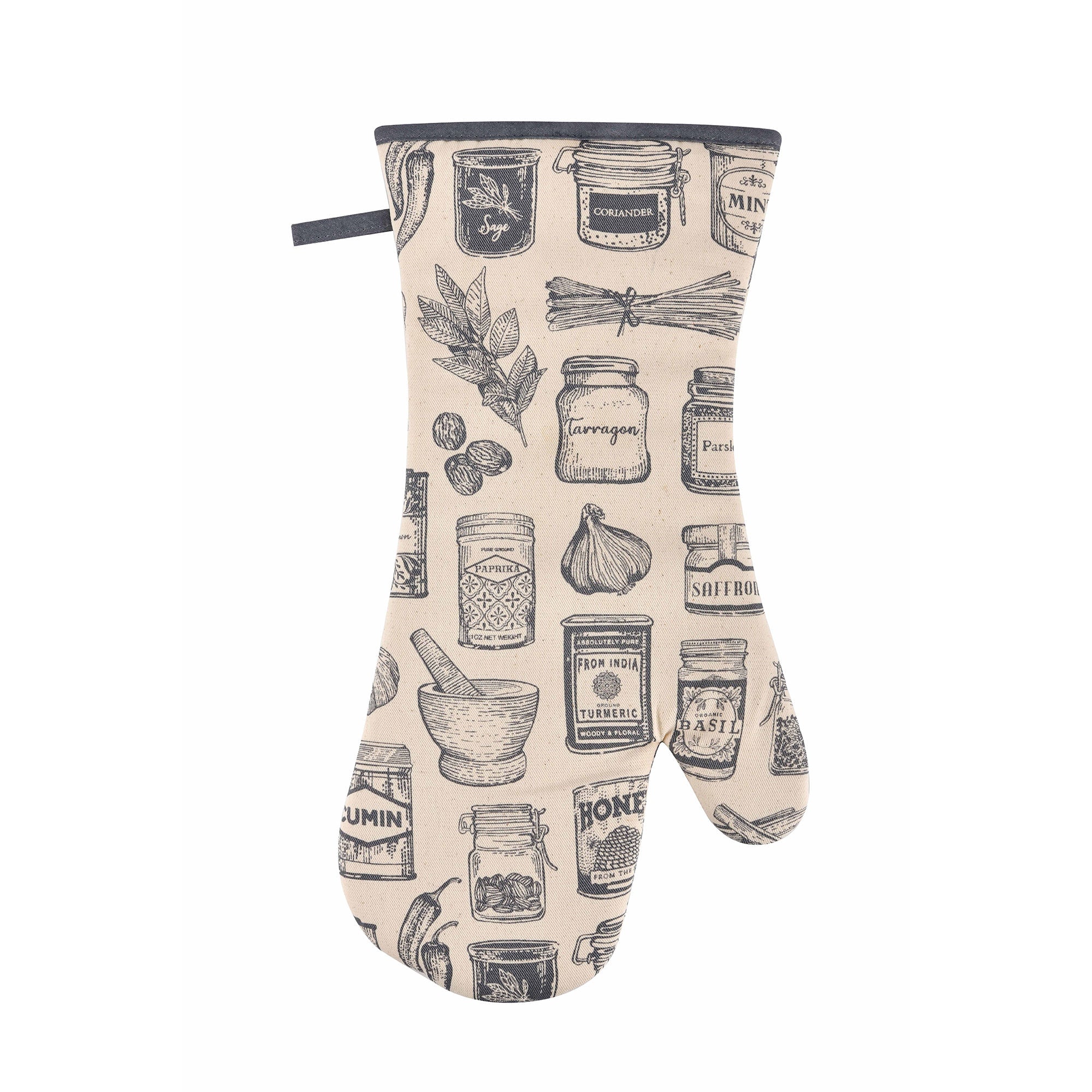 Ulster Weavers Herbs & Spices Gauntlet Oven Glove One Size in Grey - Gauntlet Oven Glove - Ulster Weavers