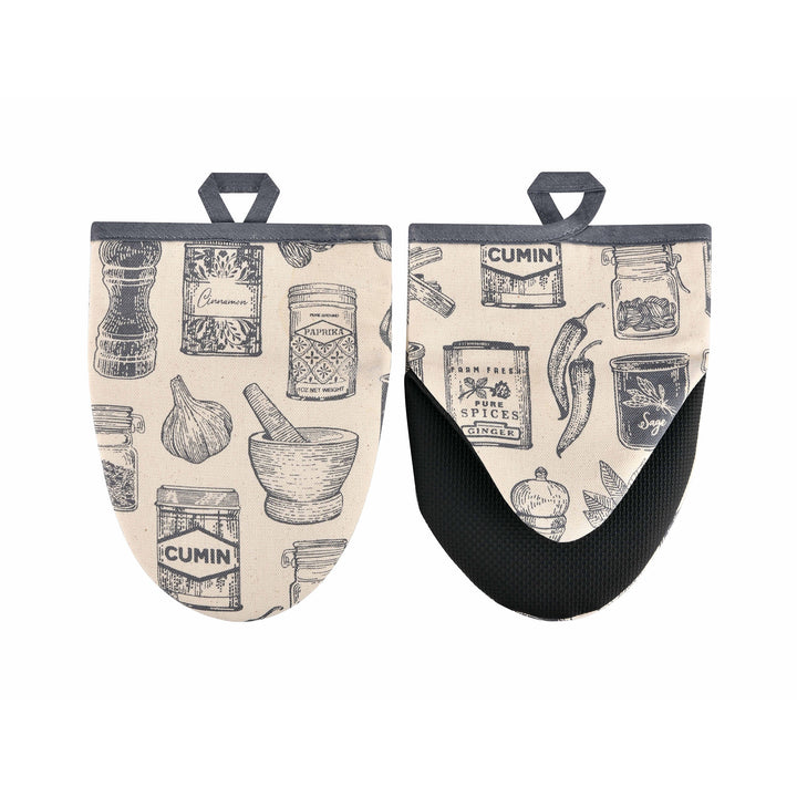 Ulster Weavers Herbs & Spices Microwave Mitts - Pair One Size in Grey - Micro Mitts - Ulster Weavers