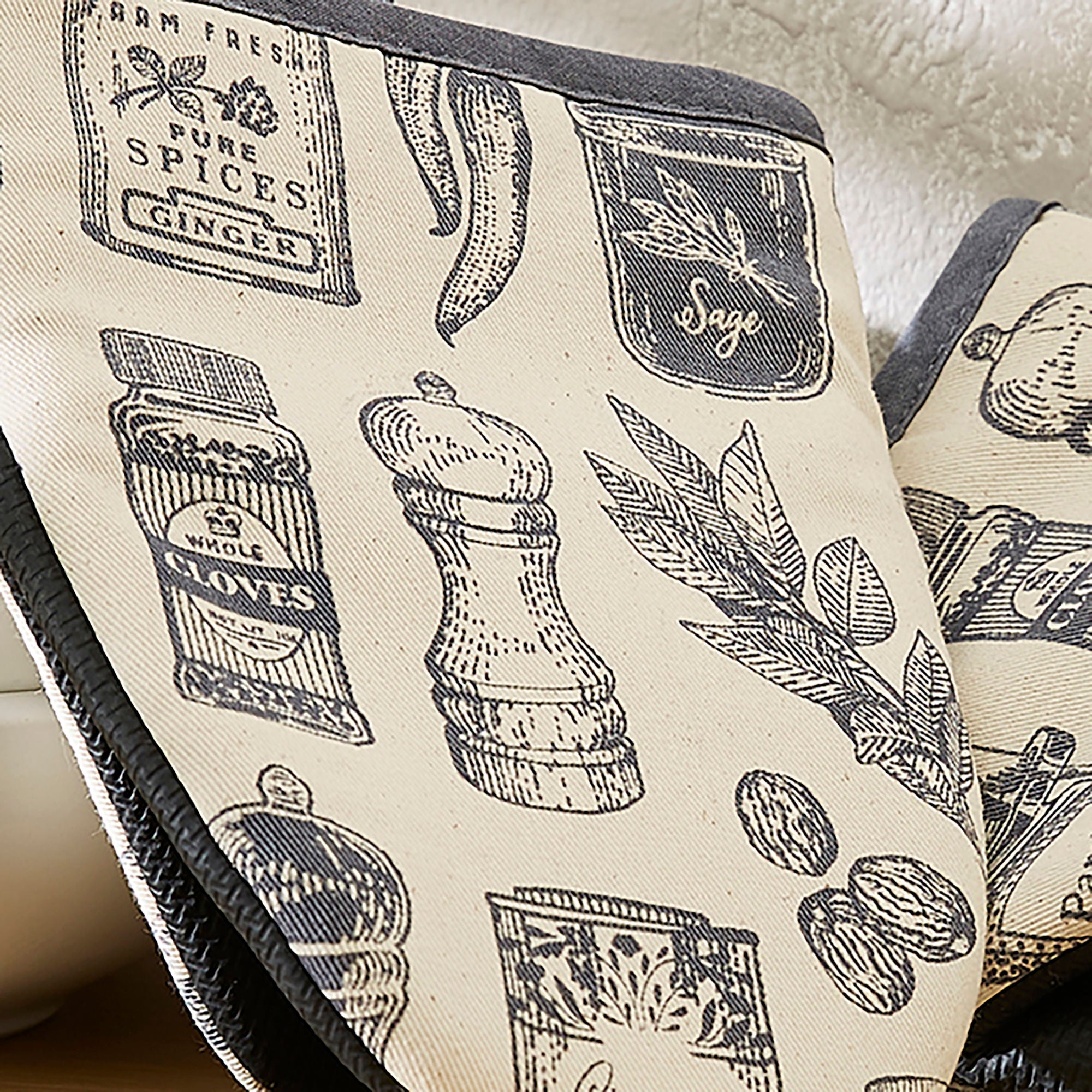 Ulster Weavers Herbs & Spices Microwave Mitts - Pair One Size in Grey - Micro Mitts - Ulster Weavers