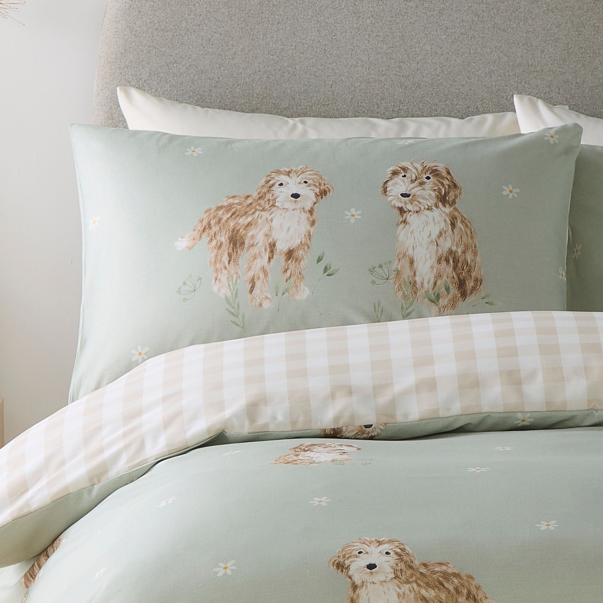 Hattie The Cockapoo Duvet Cover Set by Fusion in Green - Duvet Cover Set - Fusion