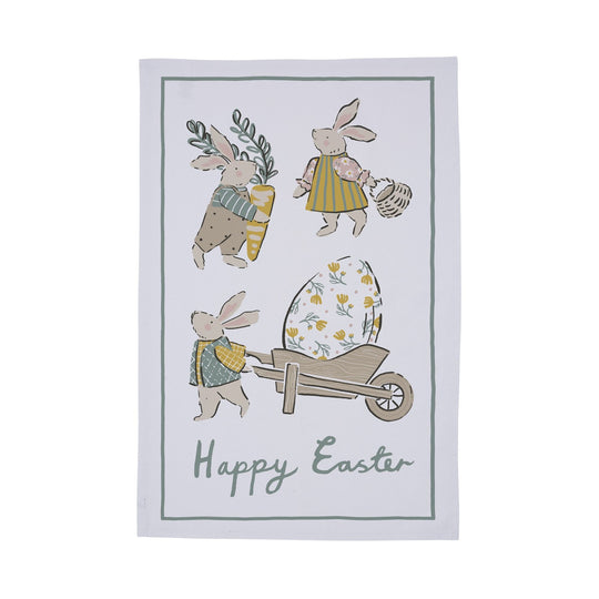 Happy Easter Cotton Tea Towel in Multicolour