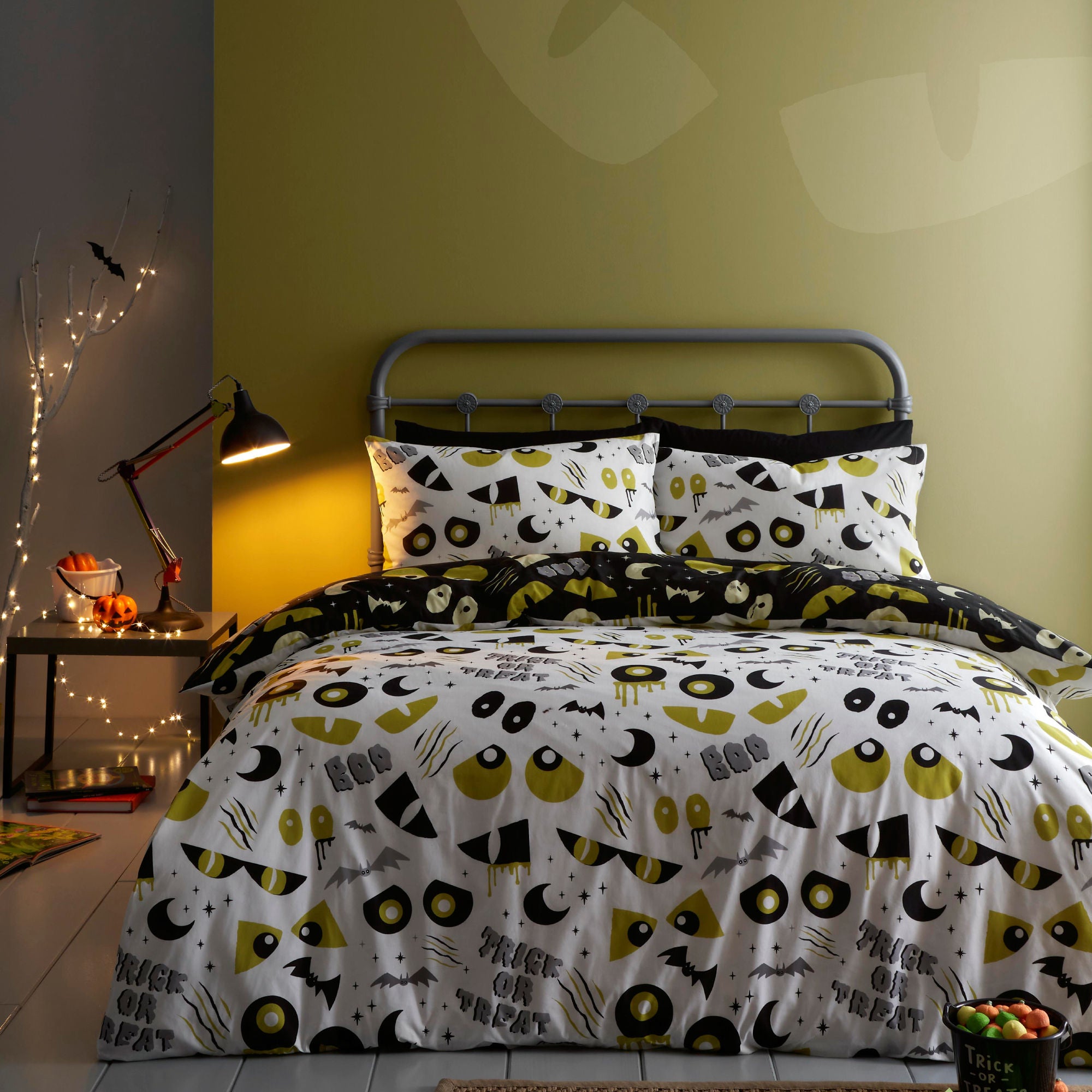 Halloween Trick or Treat Duvet Cover Set by Bedlam in Black - Duvet Cover Set - Bedlam