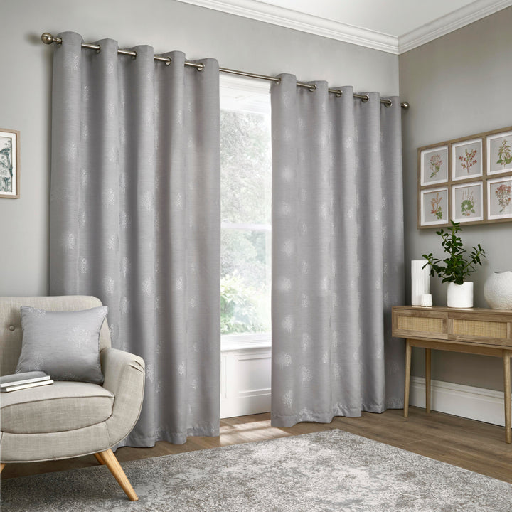 Harvest Pair of Eyelet Curtains by Appletree Loft in Silver - Pair of Eyelet Curtains - Appletree Loft