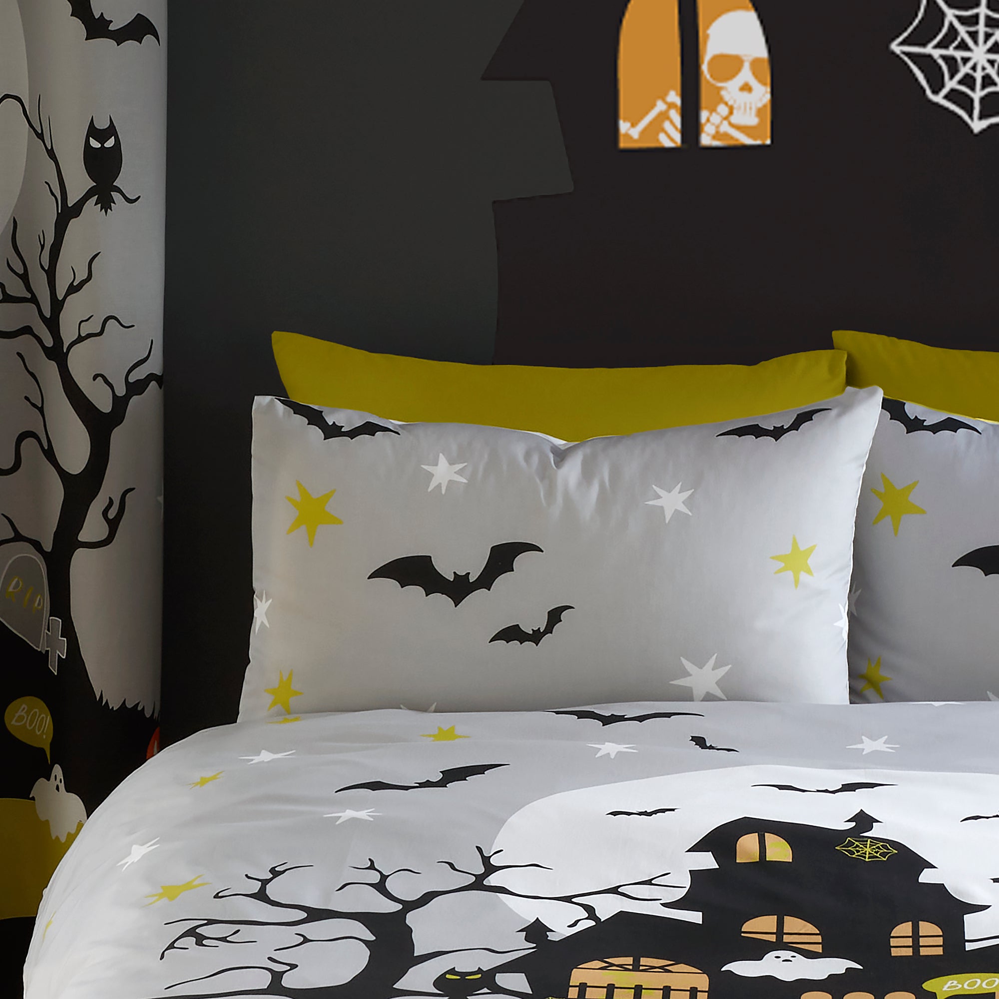 Haunted House Duvet Cover Set by Bedlam in Grey - Duvet Cover Set - Bedlam