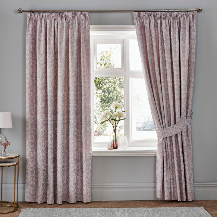 Hawthorne Pair of Pencil Pleat Curtains With Tie-Backs by Dreams & Drapes Woven in Lavender - Pair of Pencil Pleat Curtains With Tie-Backs - Dreams & Drapes Woven