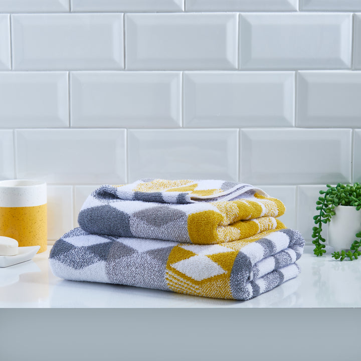 Hexagon Towels by Fusion Bathroom in Grey - Hand Towel - Fusion Bathroom