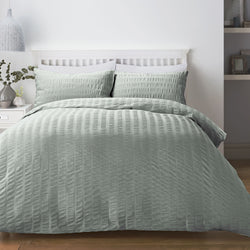 Honley Seersucker Duvet Cover Set by Serene in Duck Egg - Duvet Cover Set - Serene