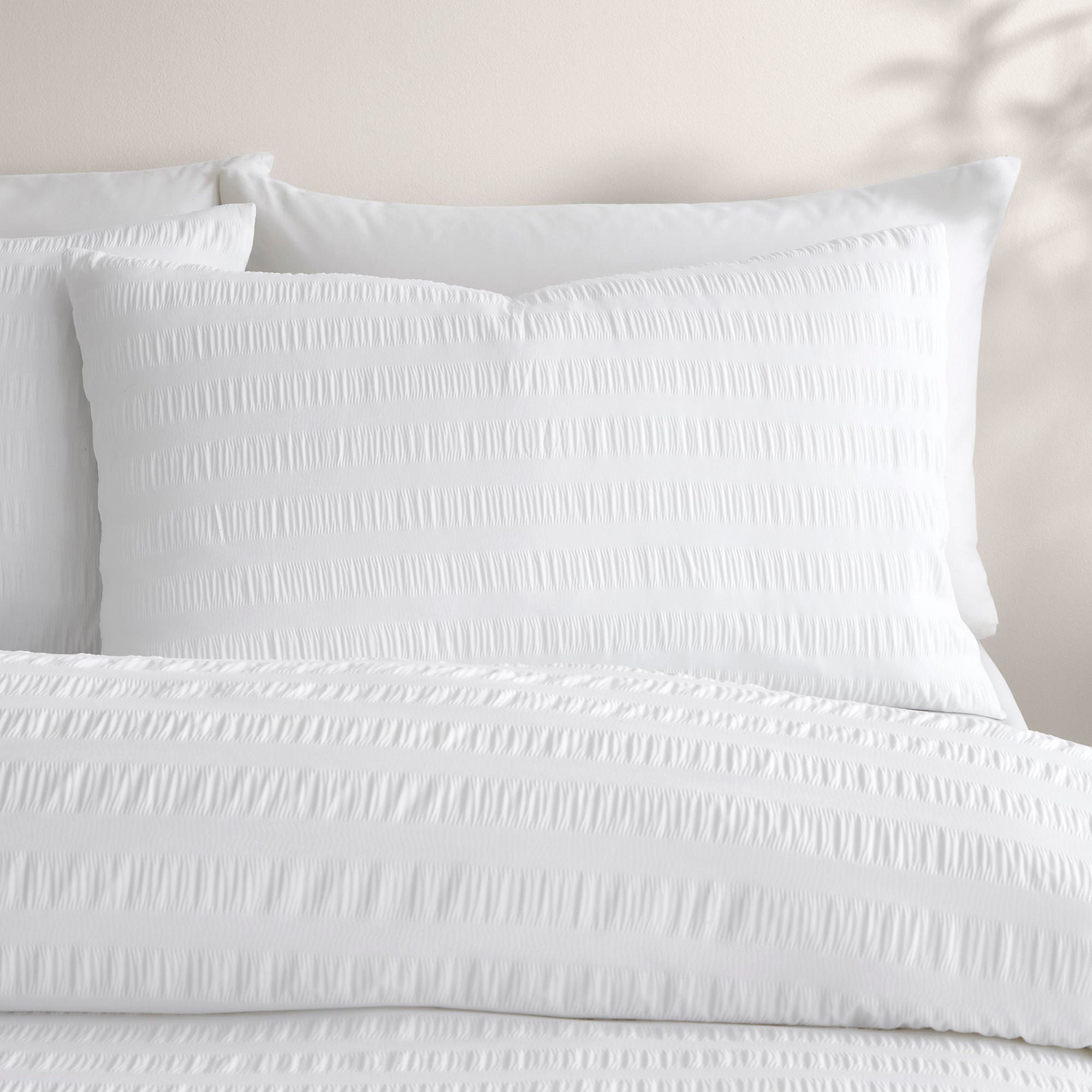 Honley Seersucker Duvet Cover Set by Serene in White - Duvet Cover Set - Serene