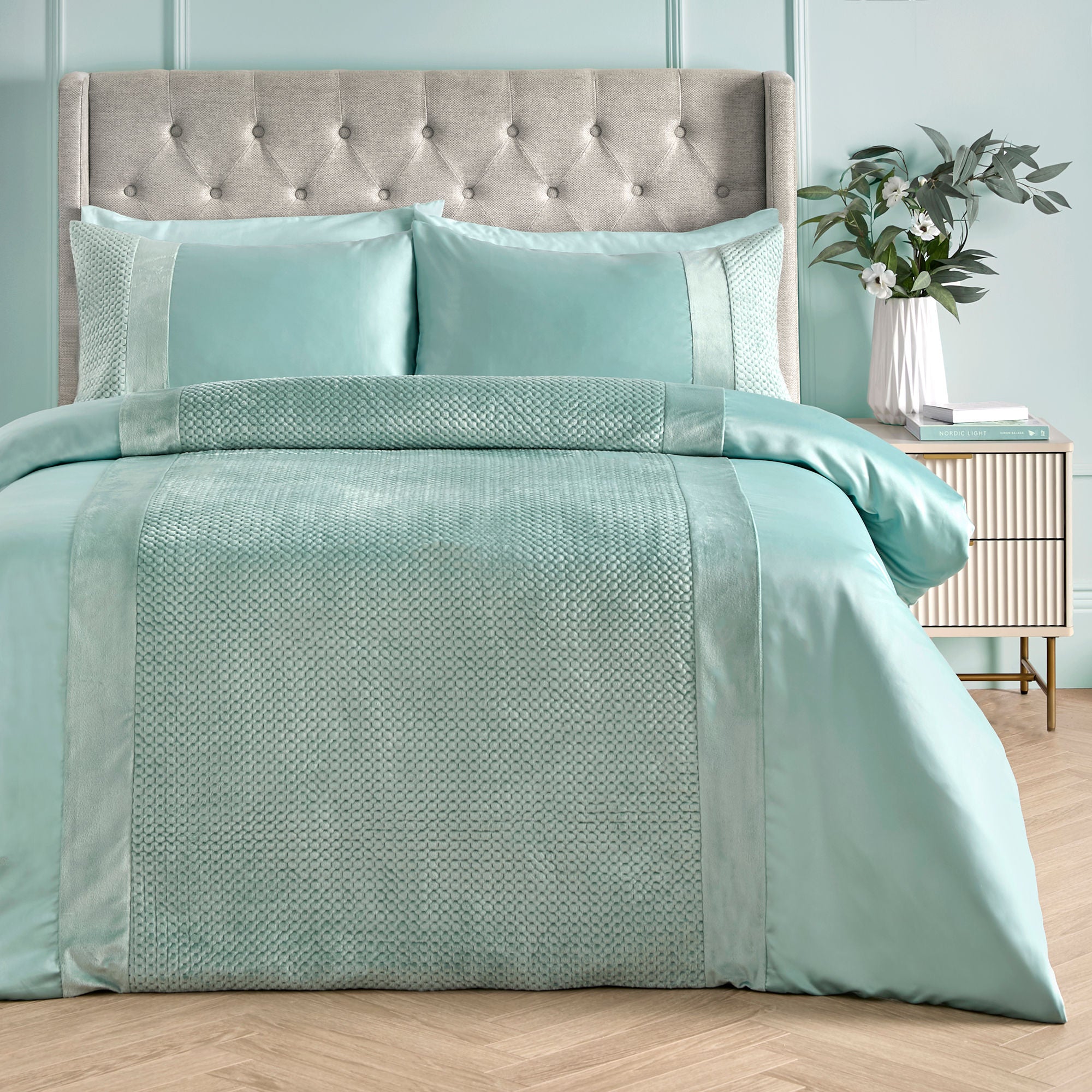 Iras Duvet Cover Set by Soiree in Duck Egg - Duvet Cover Set - Soiree