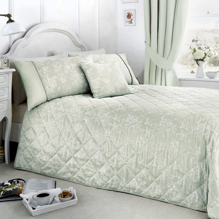 Jasmine Bedspread in Green 220cm x 240cm - Bedspread - Dreams & Drapes