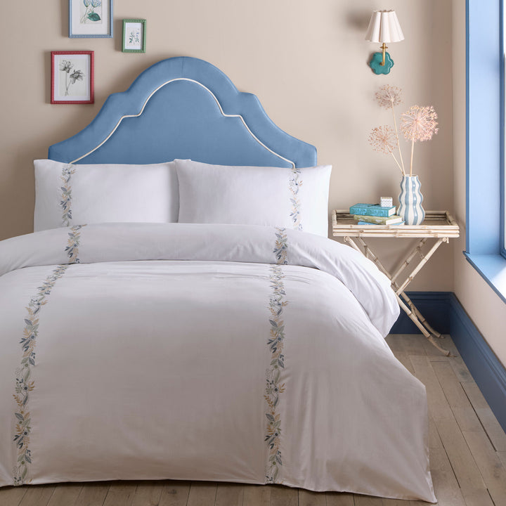 Julianna Embroidery Duvet Cover Set by Appletree Heritage in White - Duvet Cover Set - Appletree Heritage