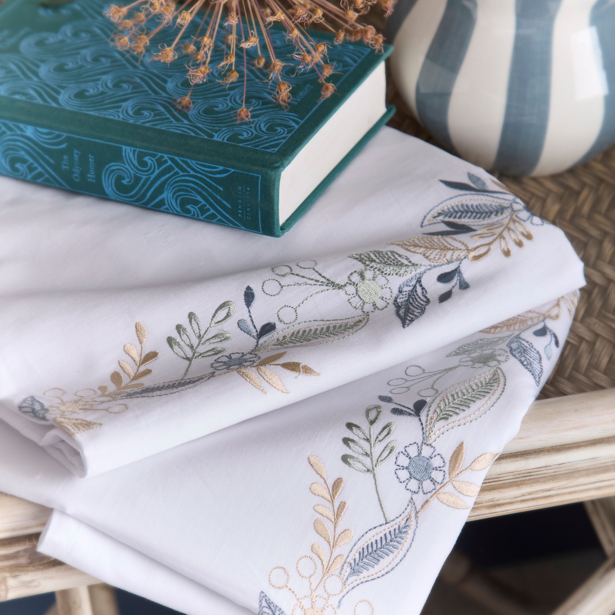 Julianna Embroidery Duvet Cover Set by Appletree Heritage in White - Duvet Cover Set - Appletree Heritage