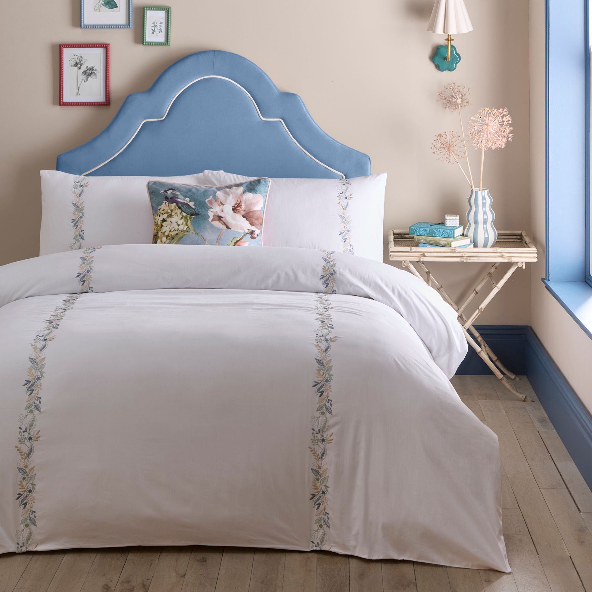 Julianna Embroidery Duvet Cover Set by Appletree Heritage in White - Duvet Cover Set - Appletree Heritage