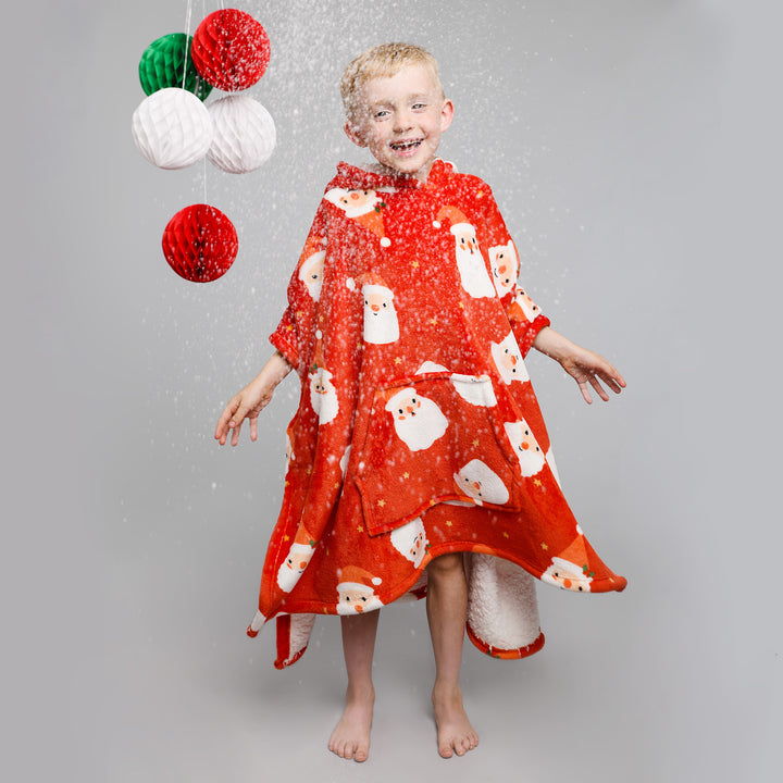 Jolly Santa Hooded Throw by Bedlam in Red 75 x 92.5cm - Hooded Throw - Bedlam