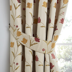Juliette Pair Of Curtain Tiebacks by Curtina in Natural & Red  26" x 4" - Pair Of Curtain Tiebacks - Curtina