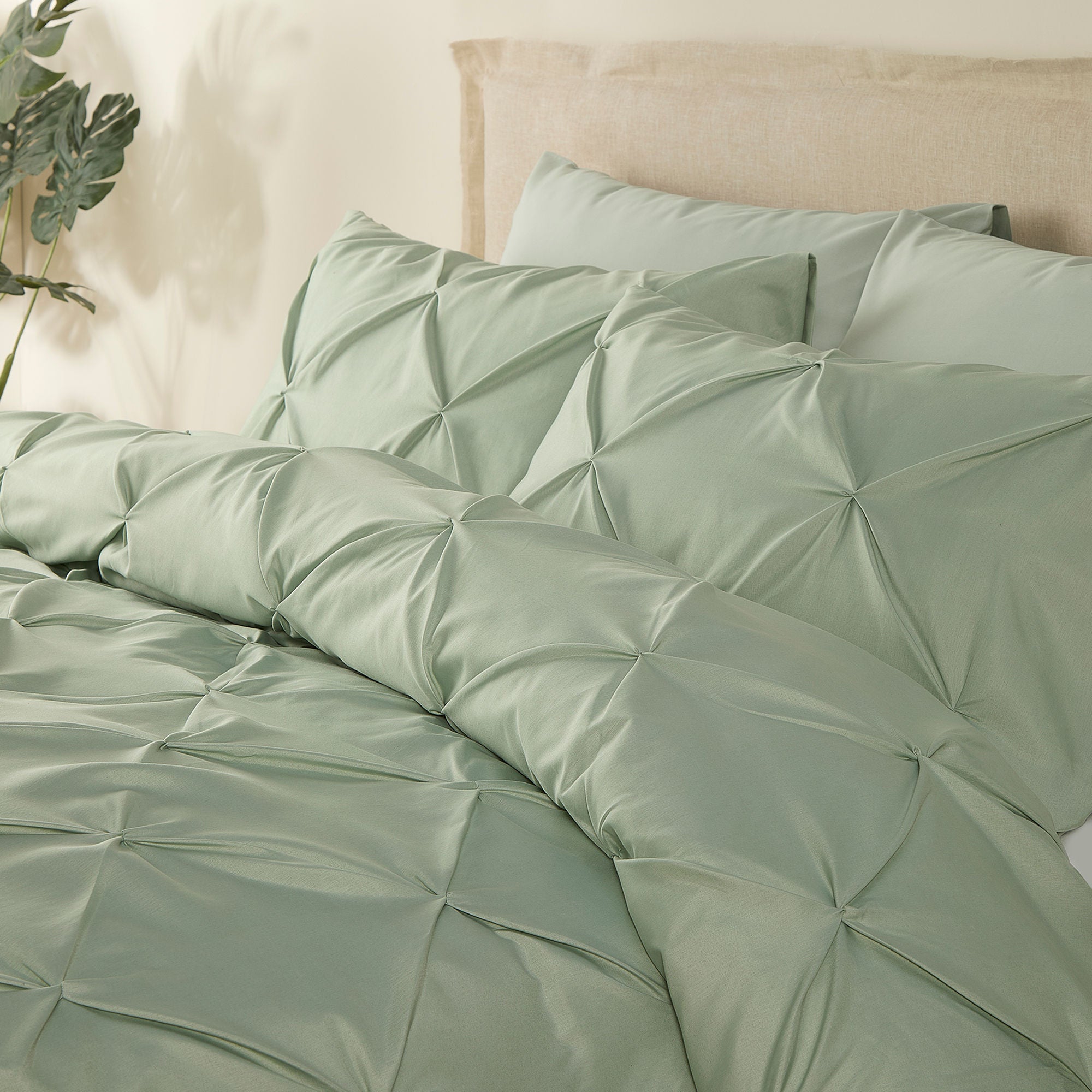 Lara Duvet Cover Set in Steel/Sage - Duvet Cover Set - Serene
