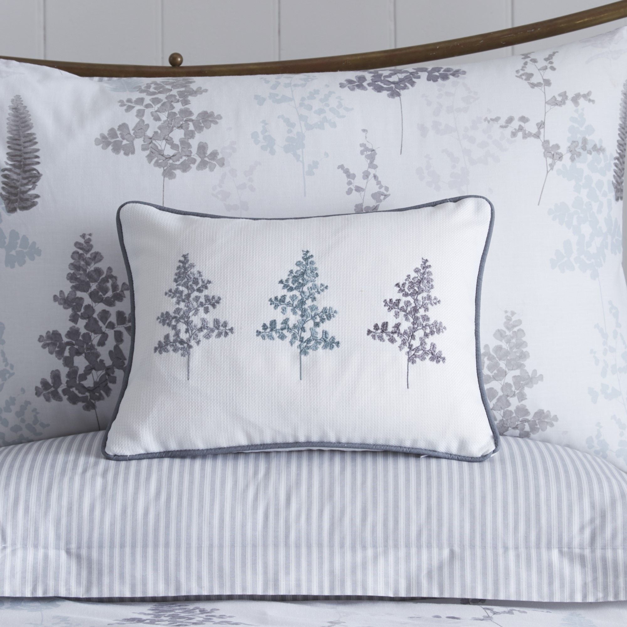 Linden Fern Cushion by Dreams & Drapes in Grey 28 x 38cm - Cushion - Dreams & Drapes