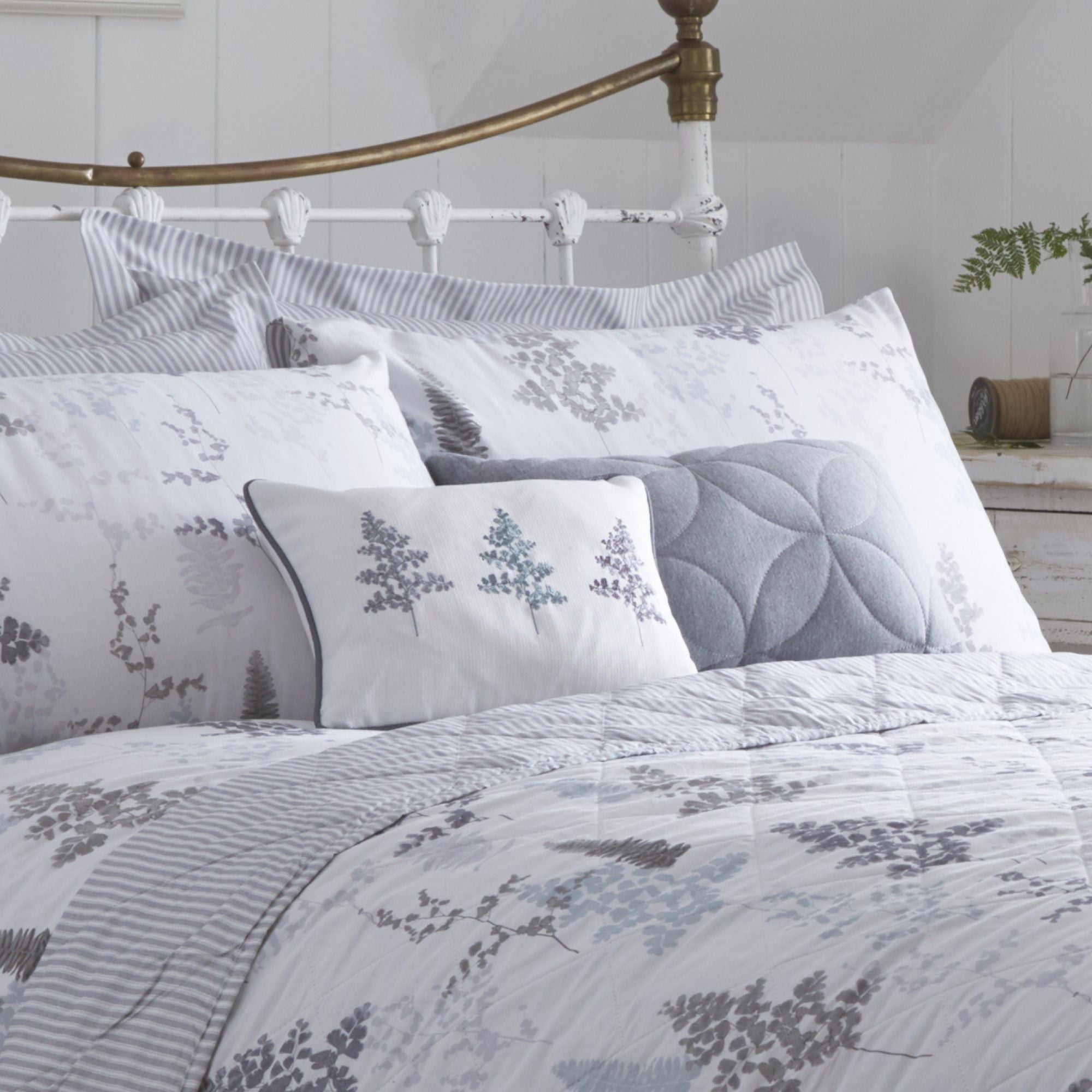 Linden Fern Cushion by Dreams & Drapes in Grey 28 x 38cm - Cushion - Dreams & Drapes