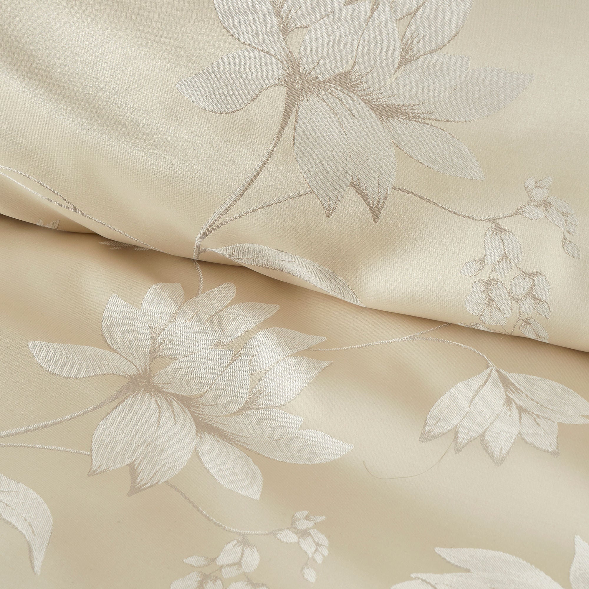 Lilly Floral Jacquard Duvet Cover Set in Champagne - Duvet Cover Set - Soiree