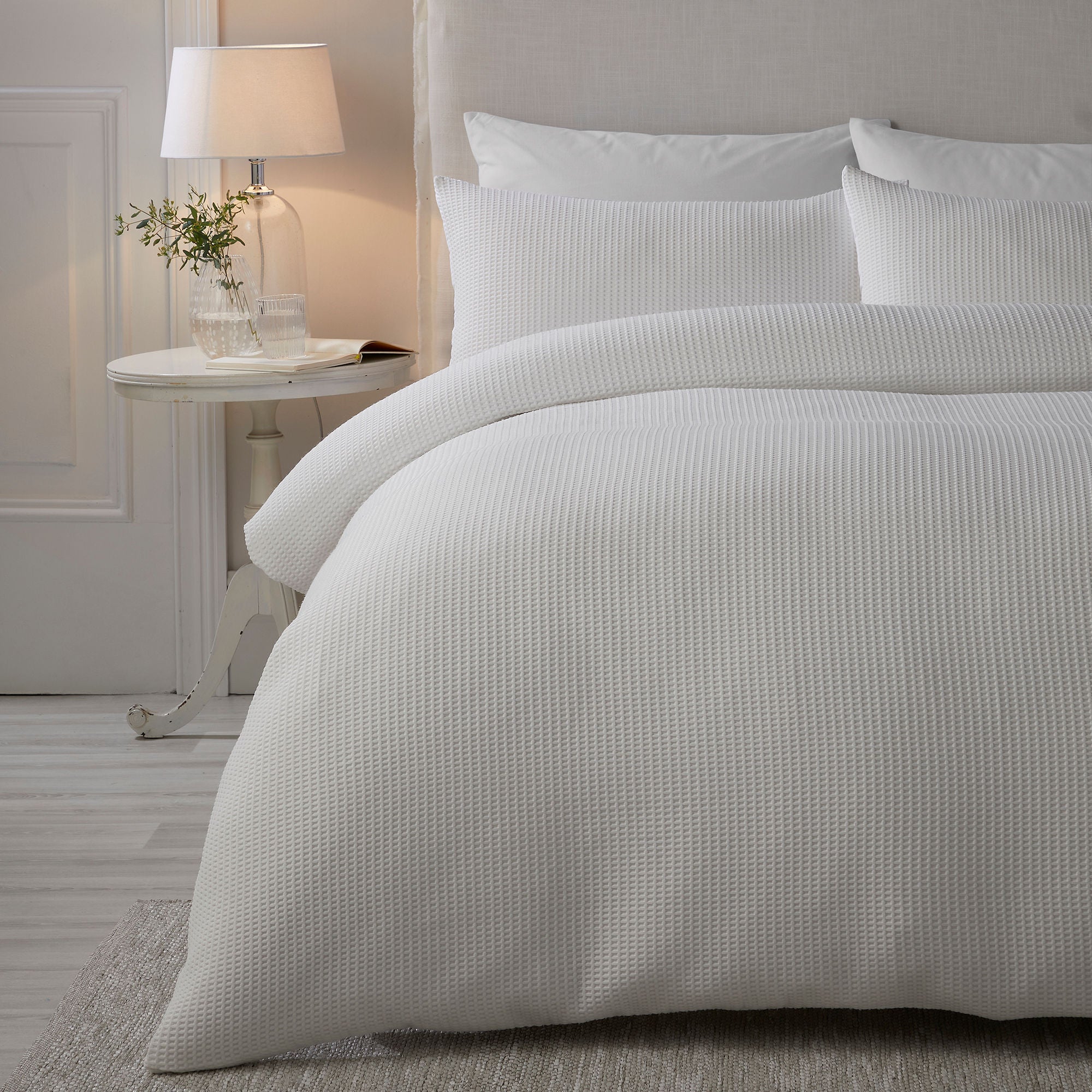 Lindly Duvet Cover Set by Serene in White - Duvet Cover Set - Serene