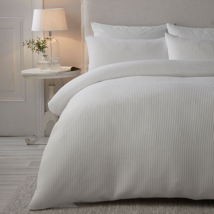 Lindly Duvet Cover Set by Serene in White - Duvet Cover Set - Serene