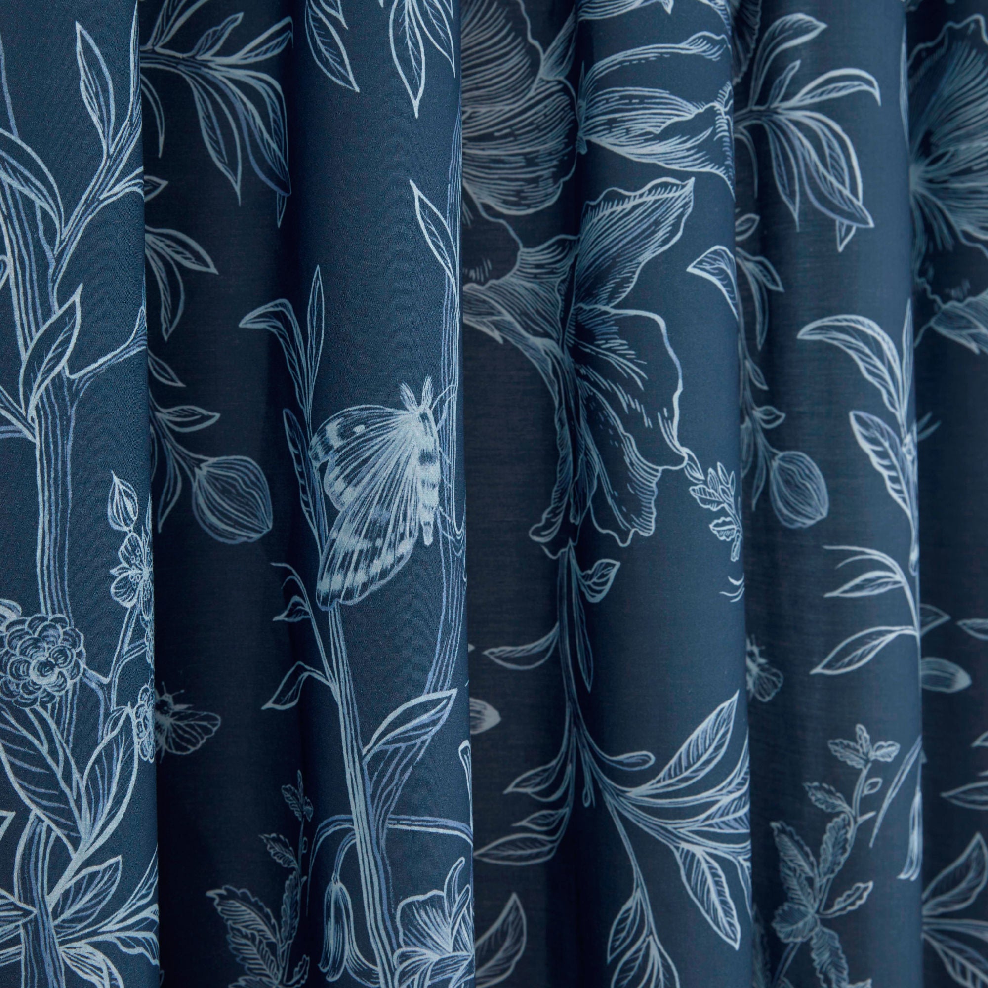 Lorie Pair of Pencil Pleat Curtains With Tie-Backs by Dreams & Drapes Design in Blue - Pair of Pencil Pleat Curtains With Tie-Backs - Dreams & Drapes Design