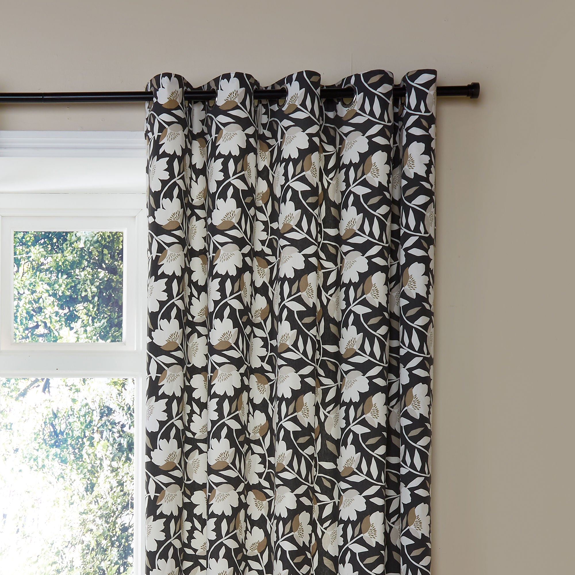 Luna Pair of Eyelet Curtains by Fusion in Black - Pair of Eyelet Curtains - Fusion