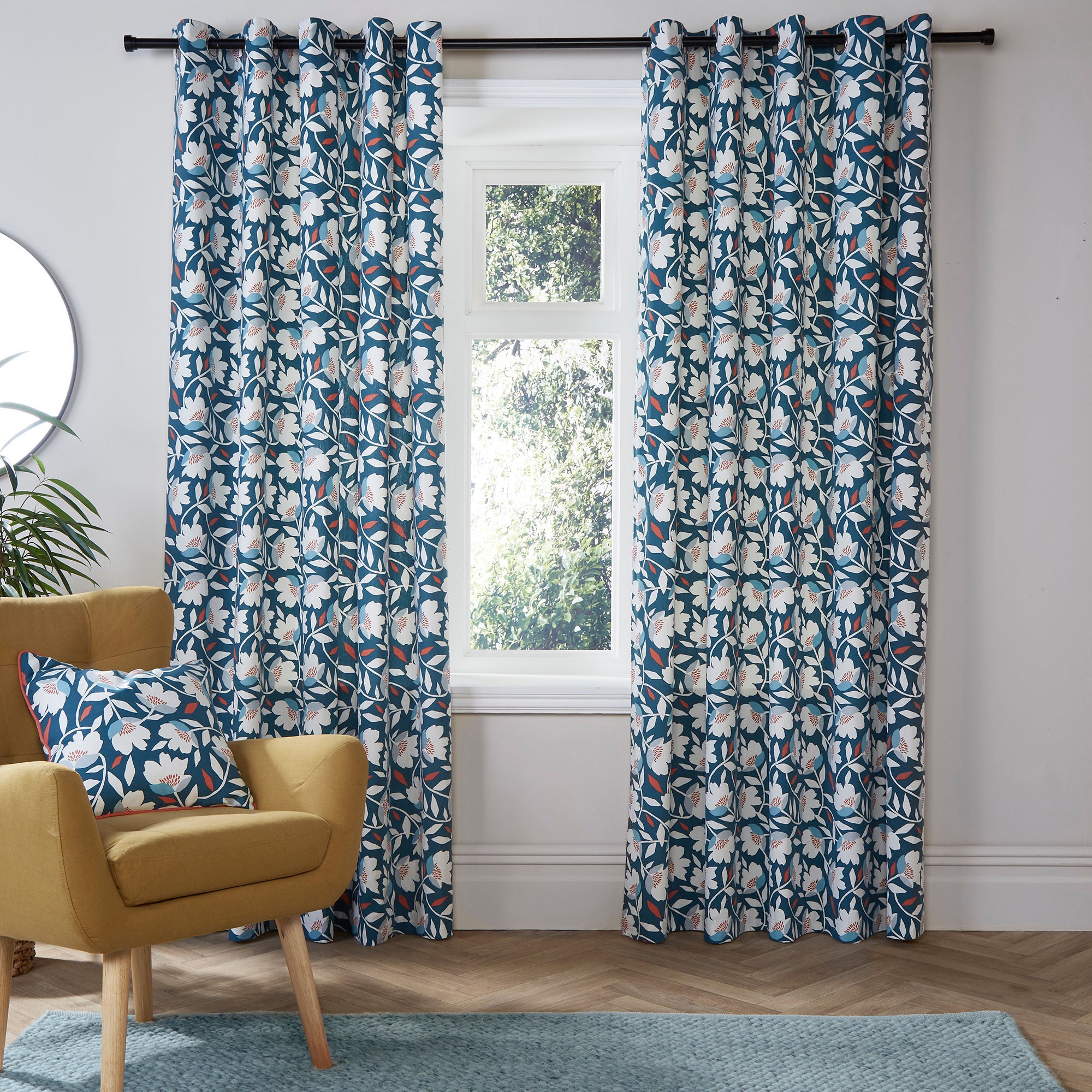 Luna Pair of Eyelet Curtains by Fusion in Teal - Pair of Eyelet Curtains - Fusion