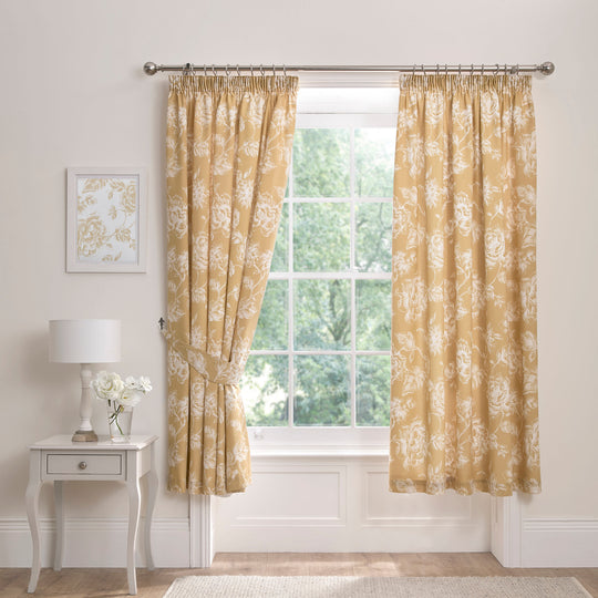 Mishka Pencil Pleat Curtains in Gold