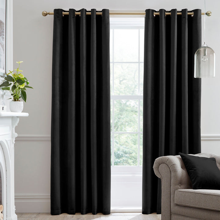 Montrose Pair of Eyelet Curtains by Laurence Llewelyn-Bowen in Black - Pair of Eyelet Curtains - Laurence Llewelyn-Bowen
