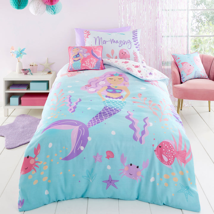 Mermaid Vibes Duvet Cover Set by Bedlam in Aqua - Duvet Cover Set - Bedlam