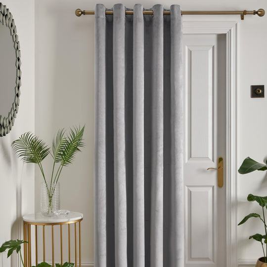 Montrose Eyelet Single Panel Door Curtain in Silver