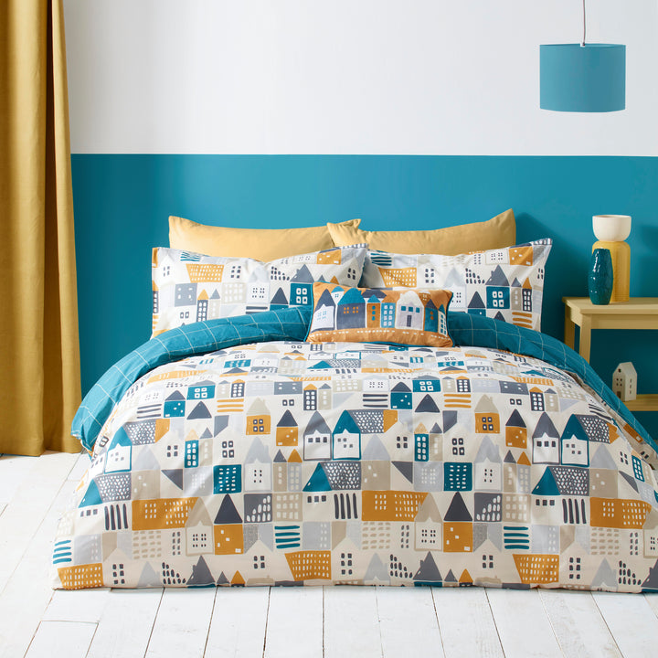 Nordica Duvet Cover Set by Fusion in Teal - Duvet Cover Set - Fusion