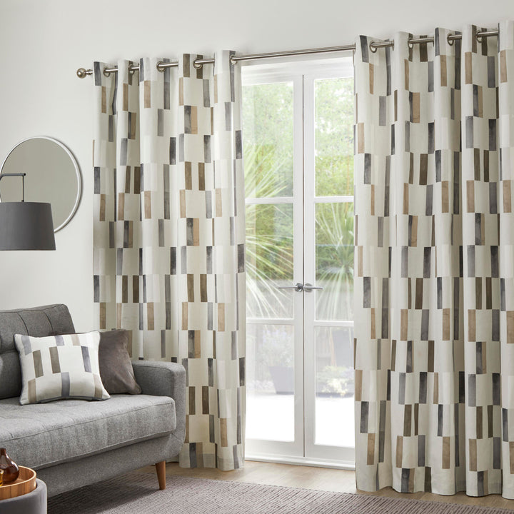 Oakland Pair of Eyelet Curtains by Fusion in Natural - Pair of Eyelet Curtains - Fusion