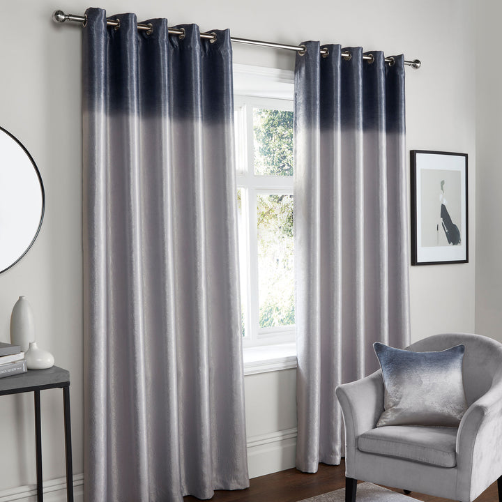 Ombre Strata Pair of Eyelet Curtains by Fusion in Grey - Pair of Eyelet Curtains - Fusion