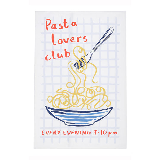 Pasta Lovers Club Cotton Tea Towel in Yellow