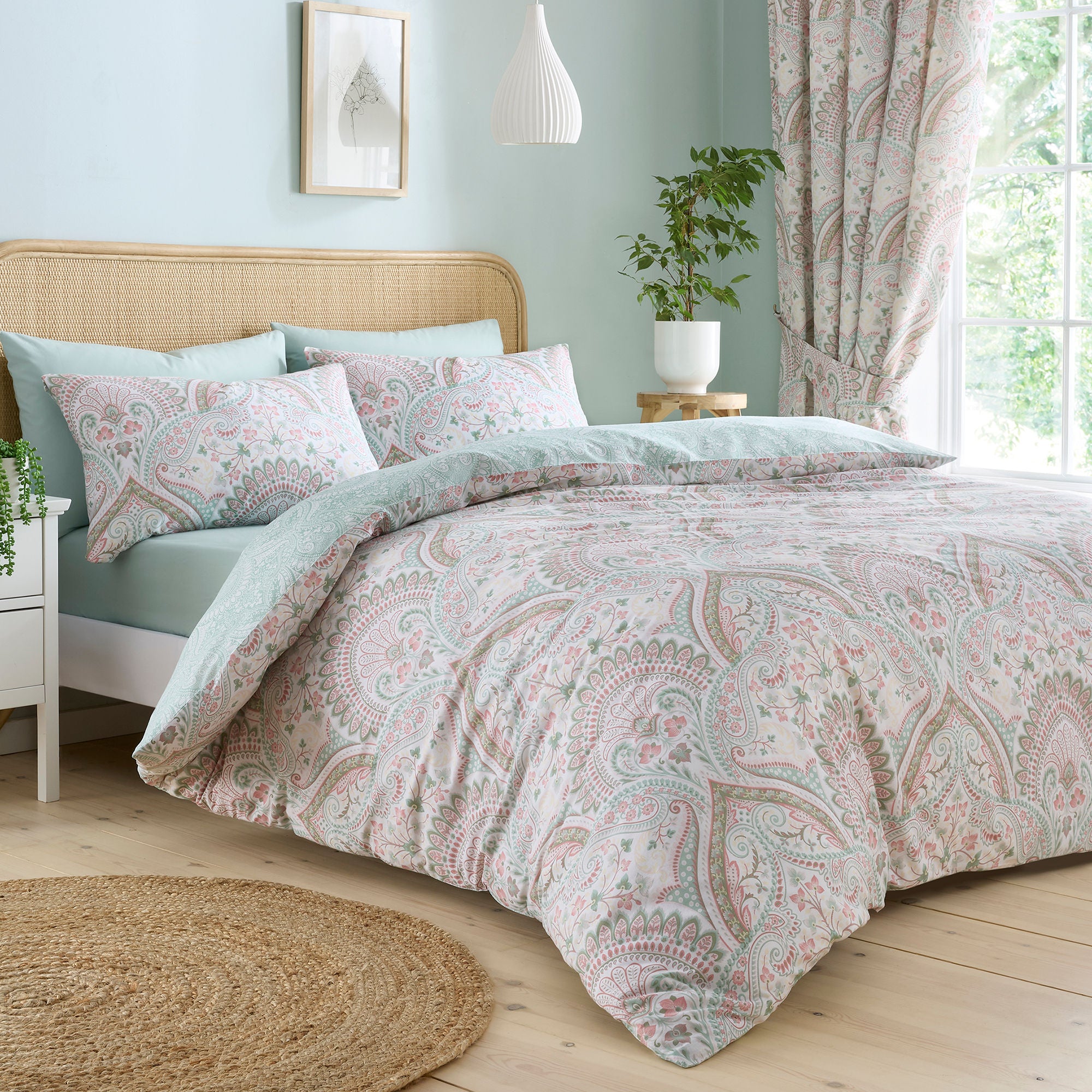 Palais Duvet Cover Set by Dreams & Drapes Design in Green - Duvet Cover Set - Dreams & Drapes Design