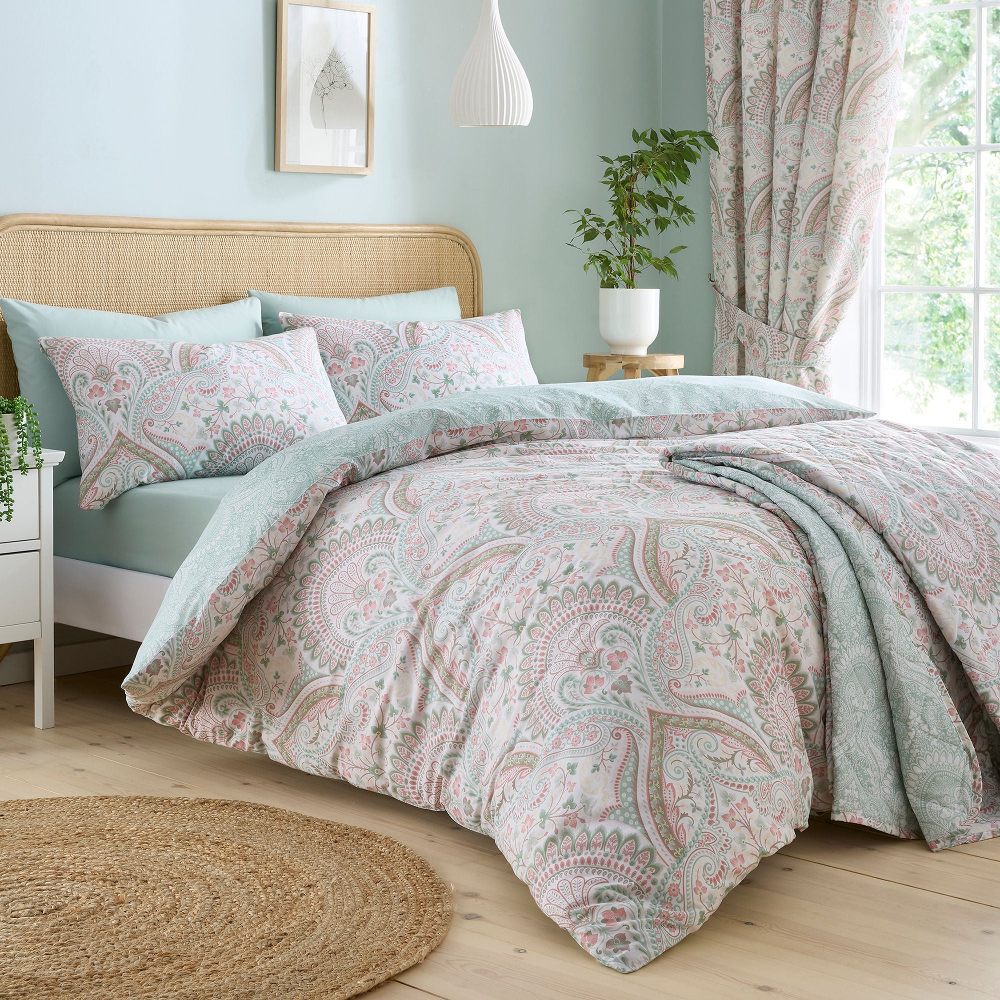 Palais Duvet Cover Set by Dreams & Drapes Design in Green - Duvet Cover Set - Dreams & Drapes Design