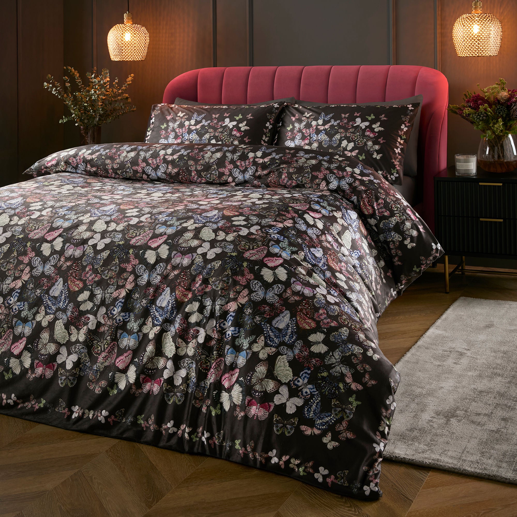 Papillon Duvet Cover Set in Charcoal - Duvet Cover Set - Soiree