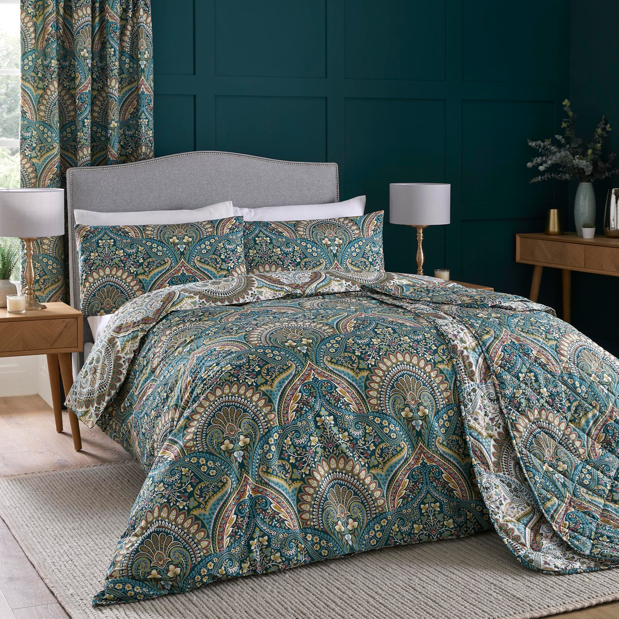 Palais Bedspread by Dreams & Drapes Design in Teal 195cm x 230cm - Bedspread - Dreams & Drapes Design