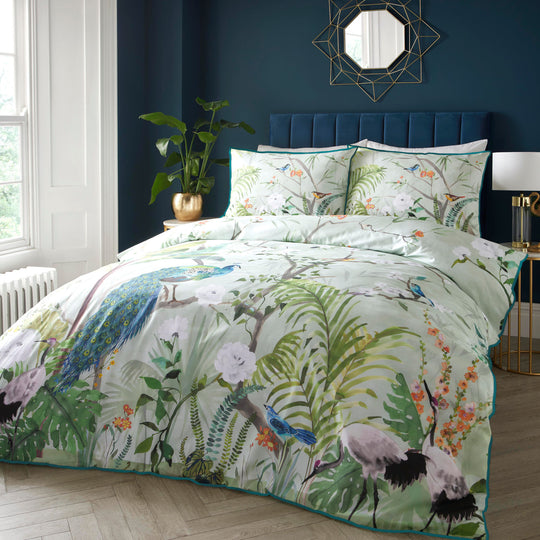 Peacock Jungle Duvet Cover Set in Green