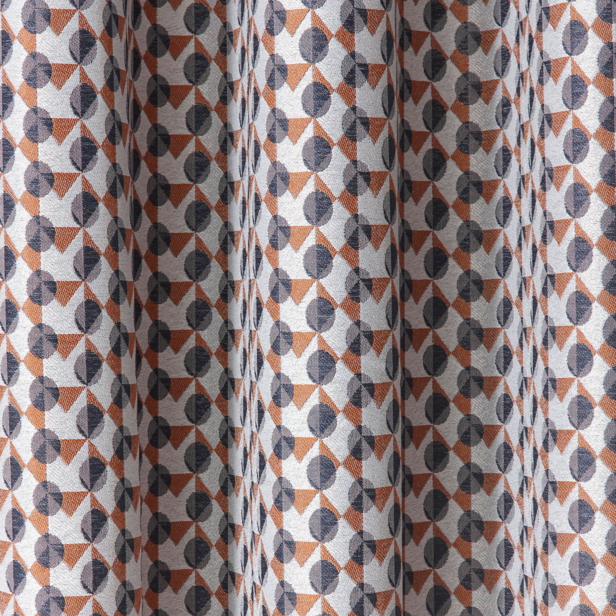 Prado Pair of Eyelet Curtains by Fusion in Grey/Terracotta - Pair of Eyelet Curtains - Fusion