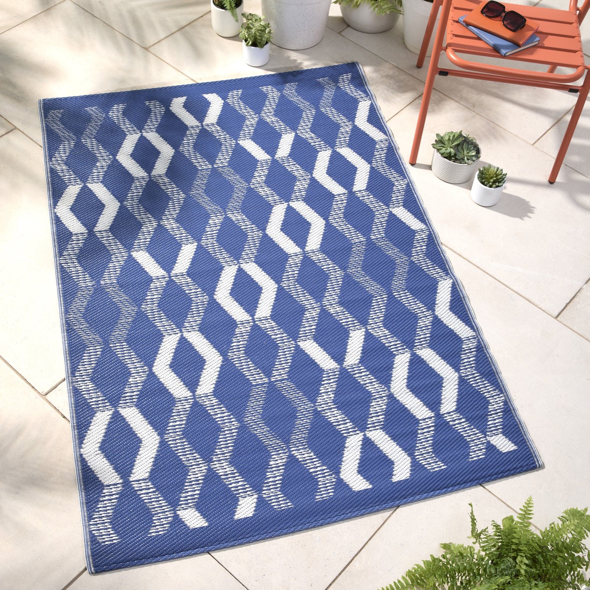 Rico Outdoor Outdoor Rug by Fusion in Blue 120 x 170cm - Outdoor Rug - Fusion
