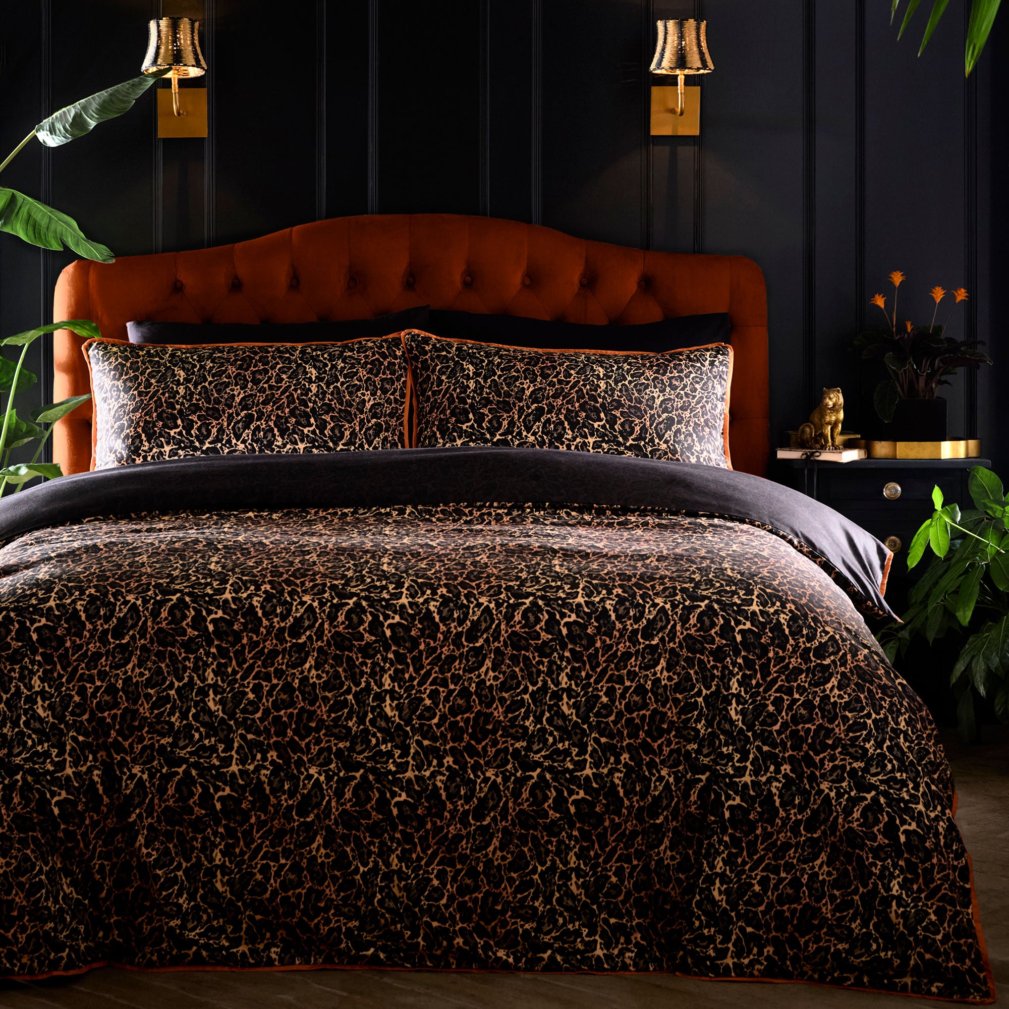Roxy Leopard Print Duvet Cover Set in Black - Duvet Cover Set - Laurence Llewelyn-Bowen